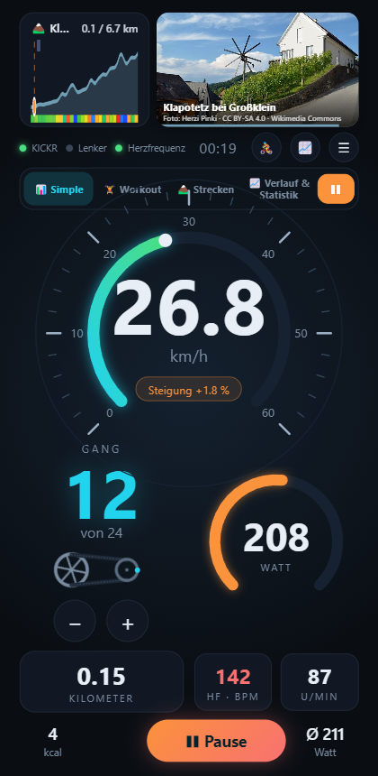 Rotovo Cockpit layout: large speedometer, gear and power ring