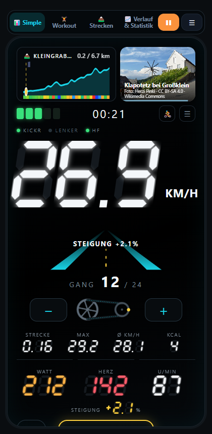 Rotovo LCD layout with seven-segment digits and road lane